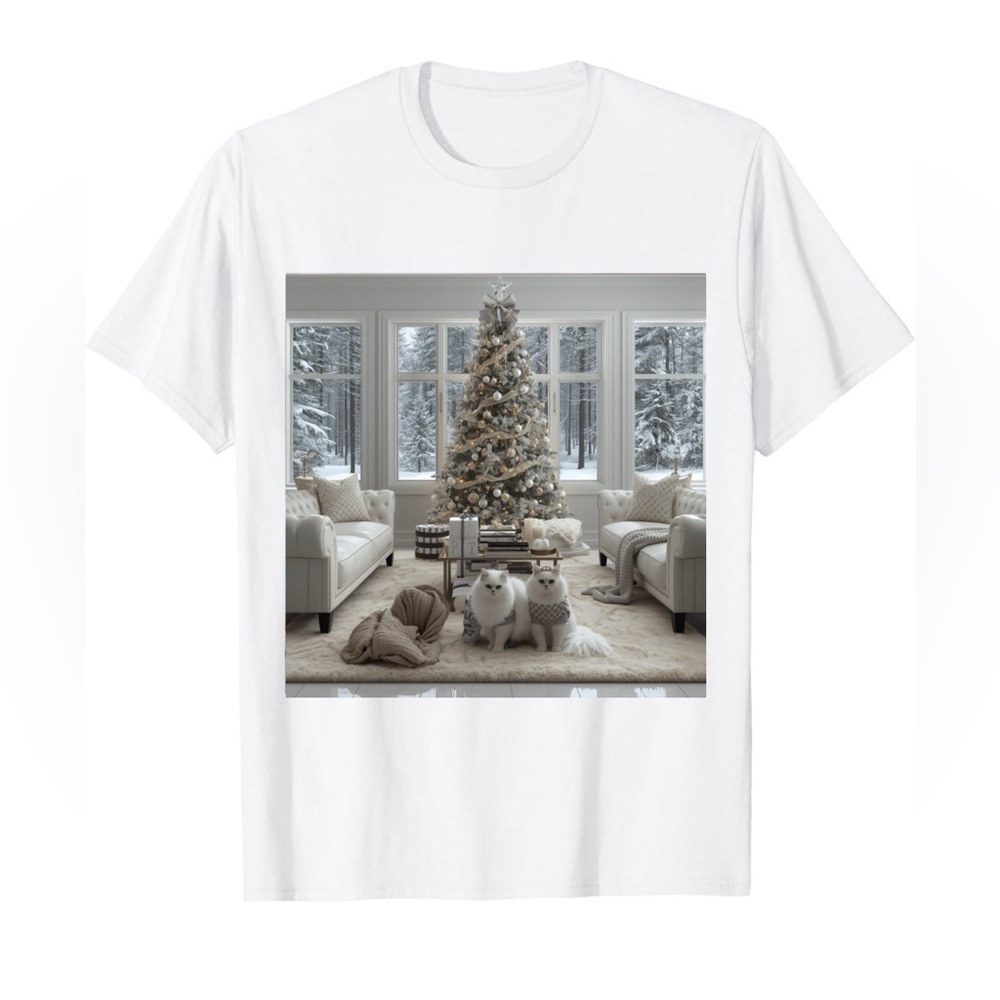 HANDCRAFTED digital art print Luxurious Silver and Gold Holiday Tree wall decor - Picture 6 of 15